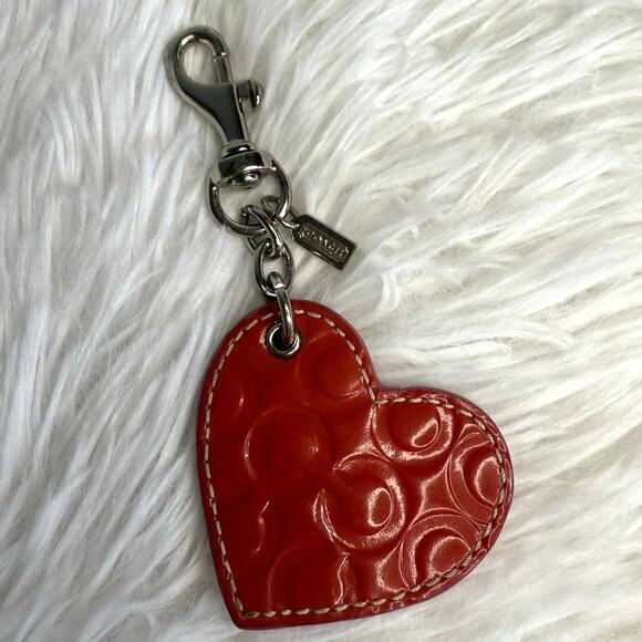 y2k COACH Red Pink Patent Leather Bag Charm Key Fob - Picture 1 of 5